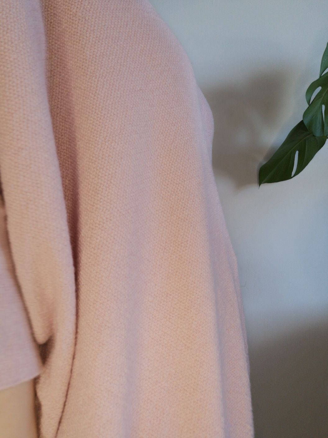 Różowy sweter oversize boho merino wool vintage