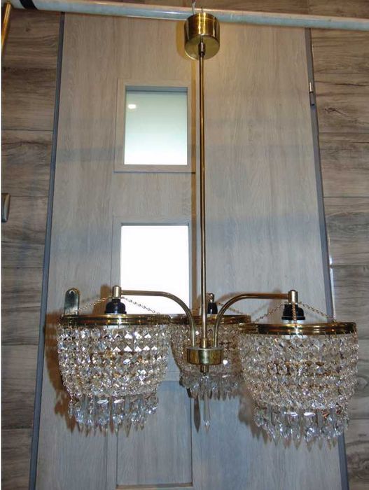 Żyrandol piętrowy z kryształkami szklanymi,vintage