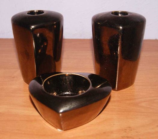 Świecznik ceramiczny w kształcie serca 3 sztuki