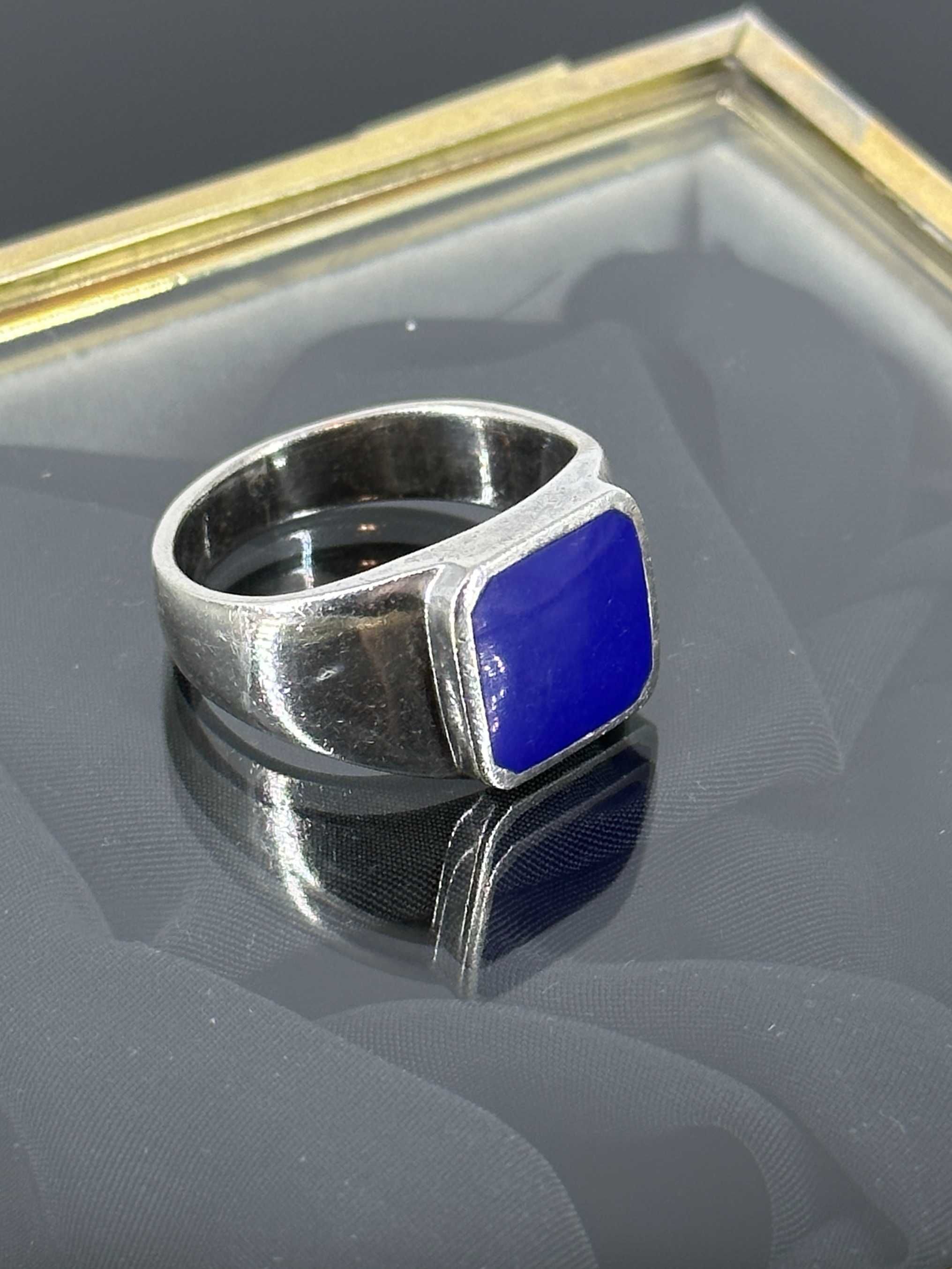 Srebro - Srebrny sygnet z naturalnym Lapis Lazuli