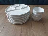Zestaw 6 ceramicznych talerzy + 4 miseczki