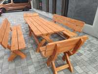 Komplet mebli ogrodowych zestaw ogrodowy drewniany stol lawki