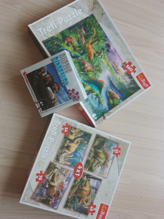 Puzzle dinozaury mix. 3 pudelka