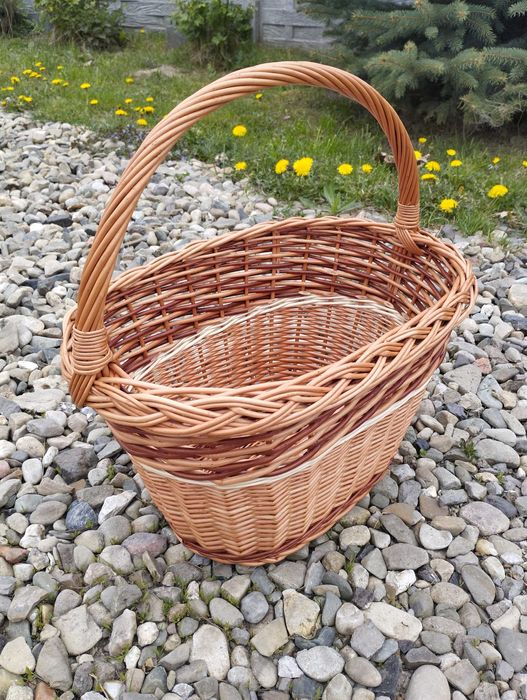 Duży kosz wiklinowy na zakupy grzyby koszyk prezentowy piknikowy