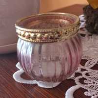 Świecznik szklany różowy #pink #glass #tealightholder