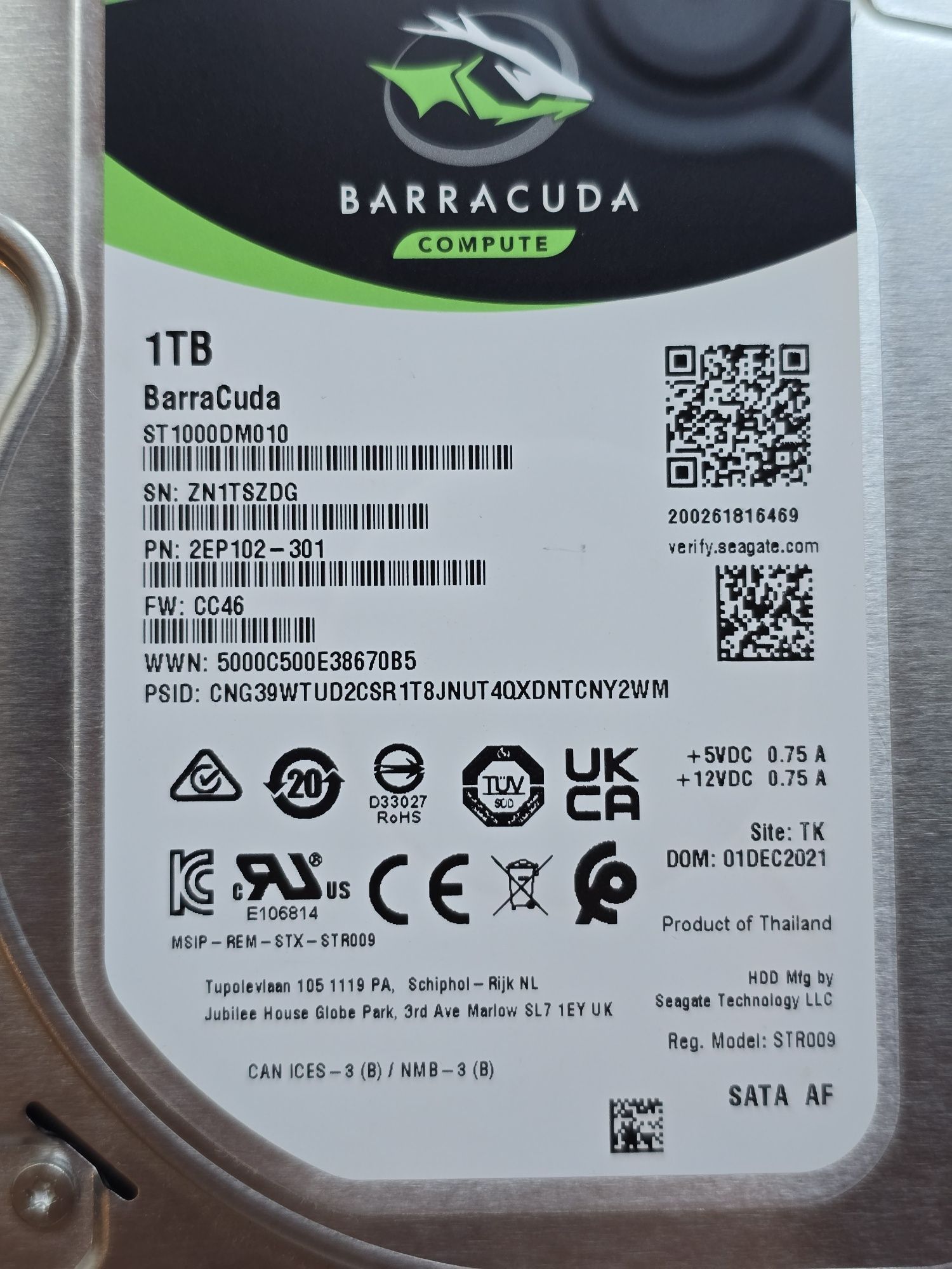 Жорсткий диск Seagate Barracuda 1TB HDD