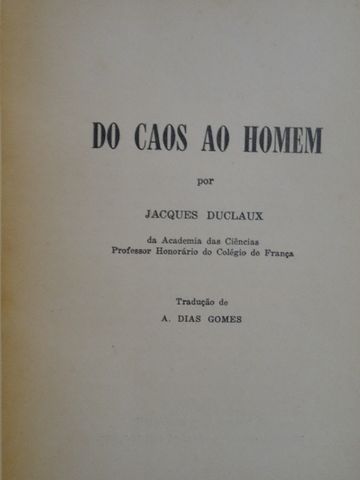 Do Caos ao Homem de Jacques Duclaux