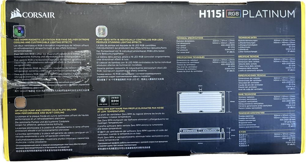 Corsair hydro Chłodzenie wodne Corsair H115i RGB Platinum