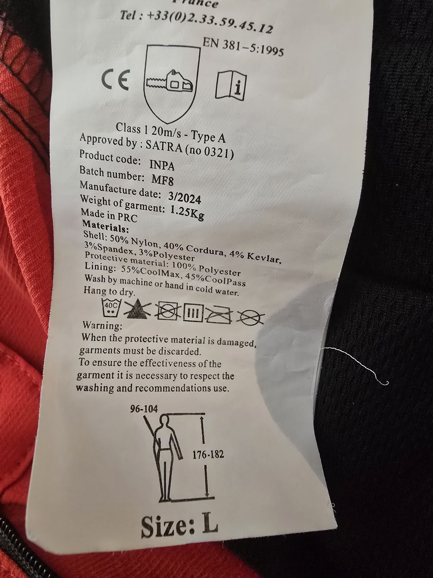 Spodnie dla pilarza klasa 1