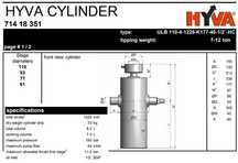 Siłownik hydr. HYVA ULB 110 4 sekcje, skok: 1225 7/12ton, śr 10 ton