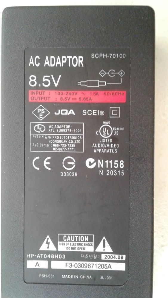 Playstation SONY PS2 - Carregador / Transformador elétrico