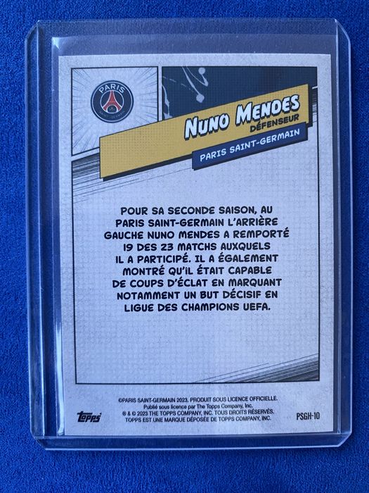 Carta Nuno Mendes /399 Green 2023 Topps PSG