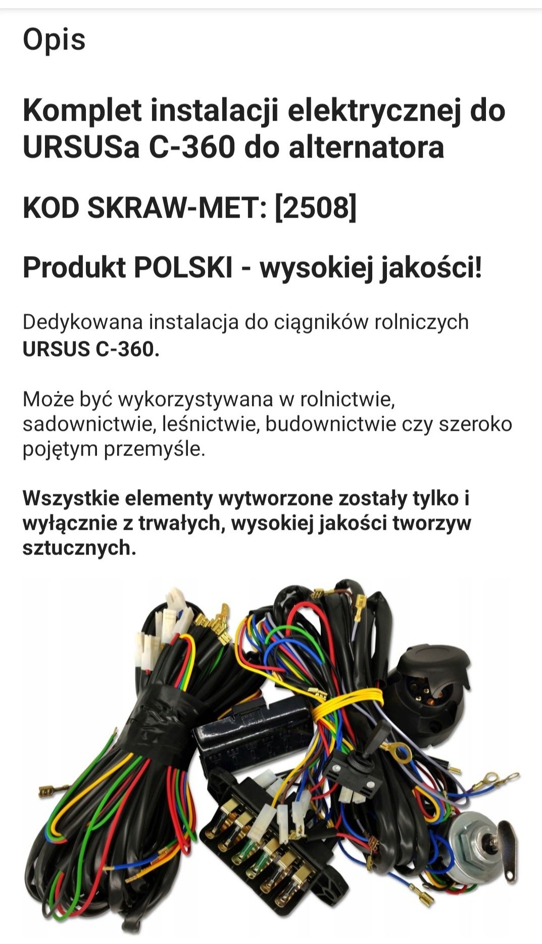Instalacja elektryczna URSUS C360 C-360 Alternator
