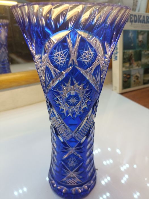 Wazon kryształowy niebieski Racibórz