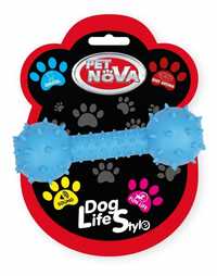 DOG LIFE STYLE  Hantel z dzwonkiem 14cm, niebieski, aromat wołowina