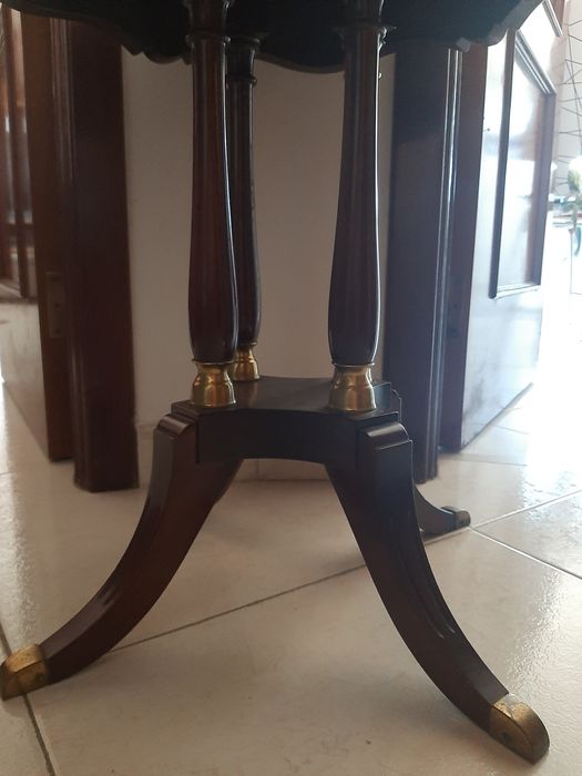 mesa apoio madeira maciça nogueira latão