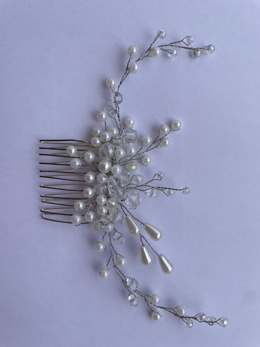 Весільний гребінь/Свадебный гребень-веточка в прическу невесты айвори