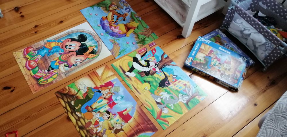 zestaw puzzli komplet duże puzzle retro vintage disney myszka mickey