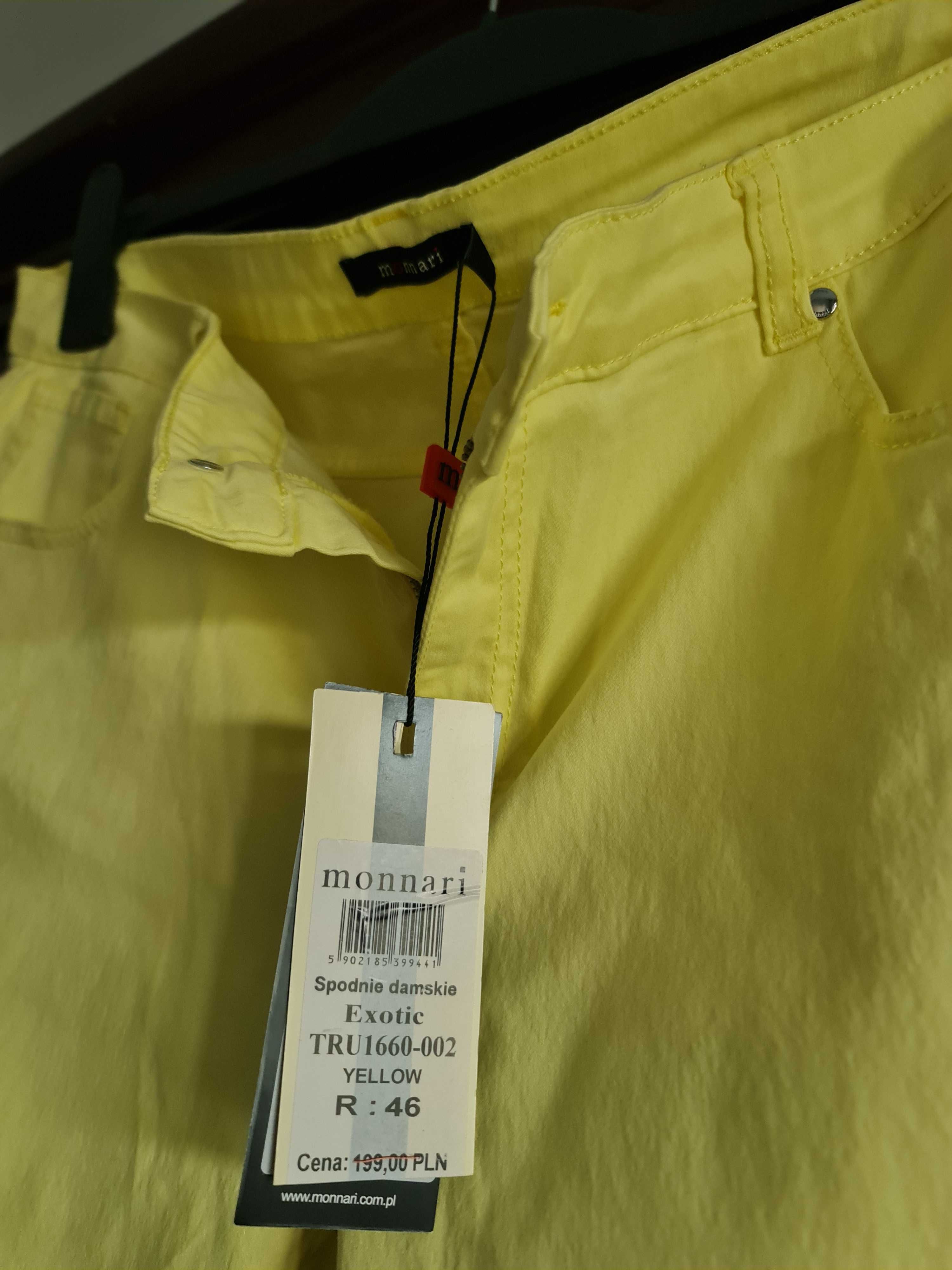Spodnie damskie Jeansy Cotton Monnari 46  Żółte Nowe