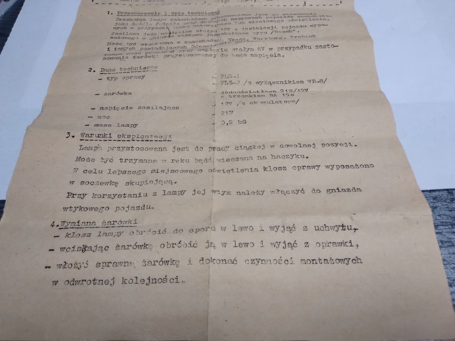 Lampa samochodowa warsztatowa Polam PLS 1/2 Fiat maluch Wartburg Prl