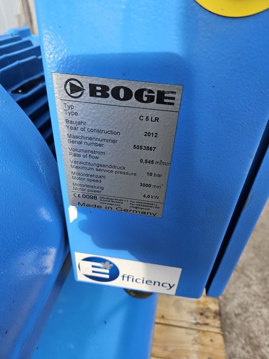 Kompresor srubowy boge c5 4kw zbiornik 90l sprezarka