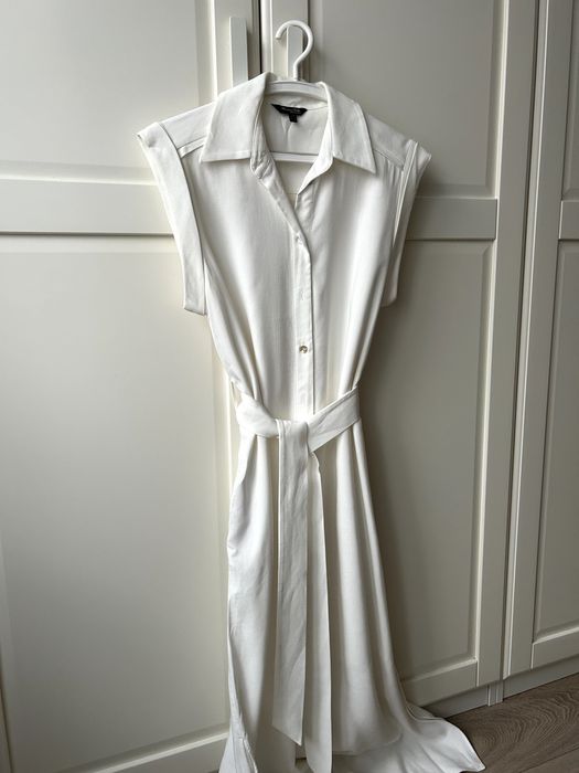 Sukienka letnia Massimo Dutti z paskiem – r. 38, wiskoza, len, bawełna