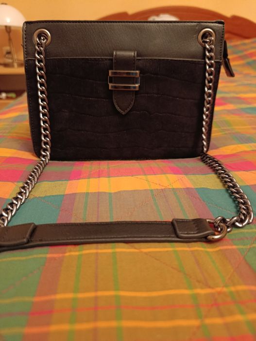 Сумочка чорна з замшевою вкладкою