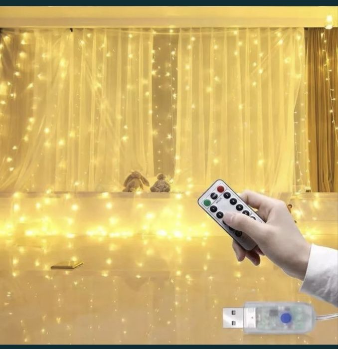 Гірлянда Штора на вікно 3х3 м 300LED USB
