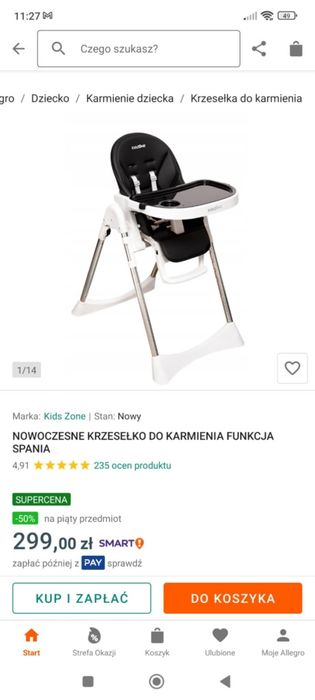 Krzesełko do karmienia dla dzieci regulowane