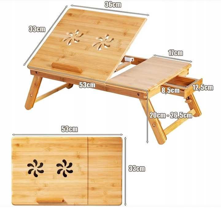 Stolik pod laptop BAMBUSOWY z szufladką