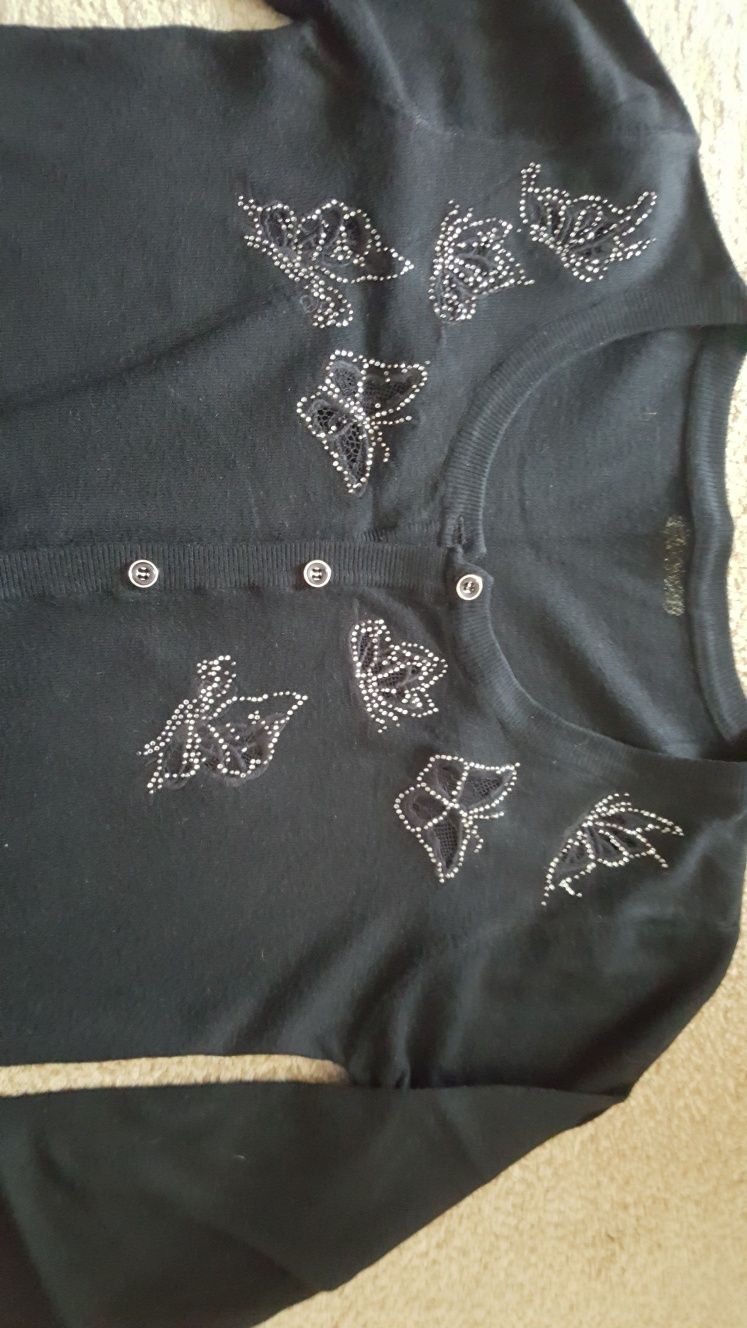 Czarny rozpinany sweter sweterek M/L