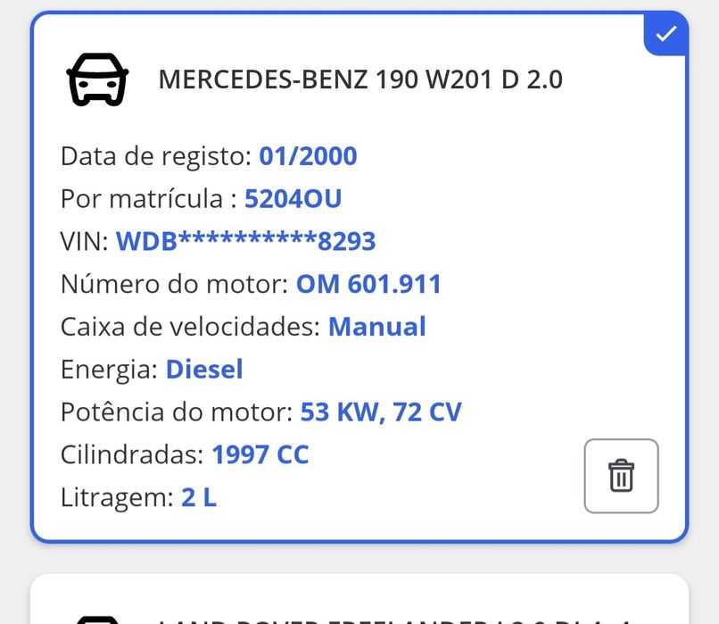 Mercedes W201  D 2.0