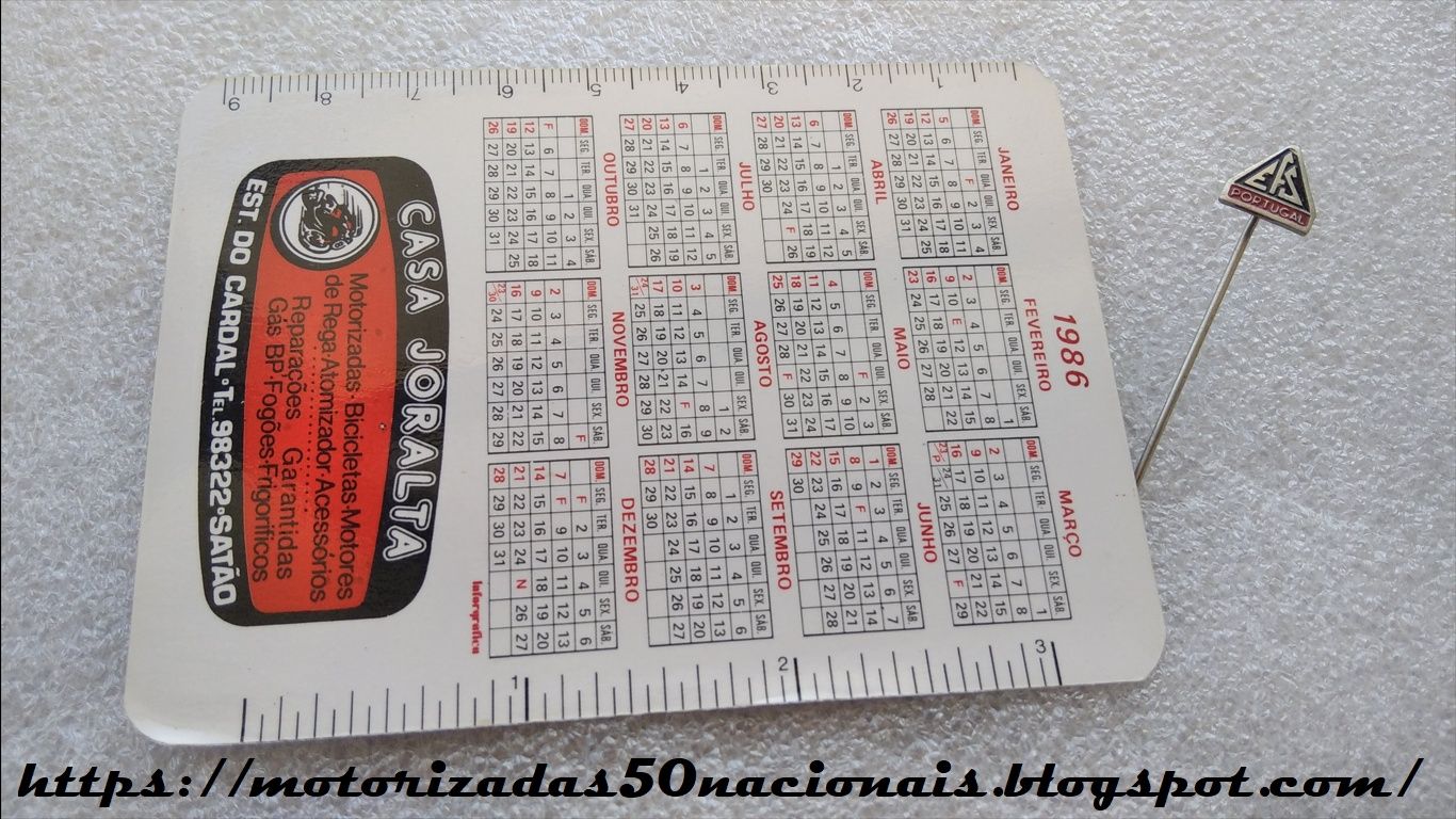 Calendário EFS GT Super de 1986 + Alfinete de Lapela EFS