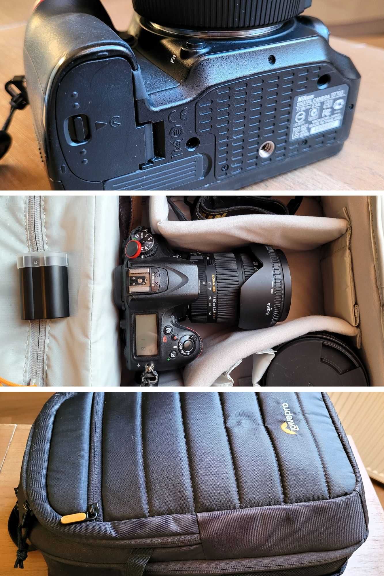 Nikon D7100 + Sigma 17-50 f2.8, Sigma 10-20 f3.5, plecak, 2x sd 32GB