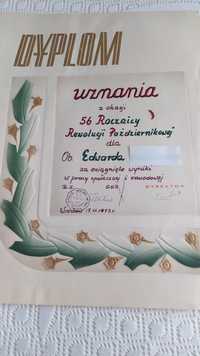 Dyplom Rewolucja Październikowa PRL