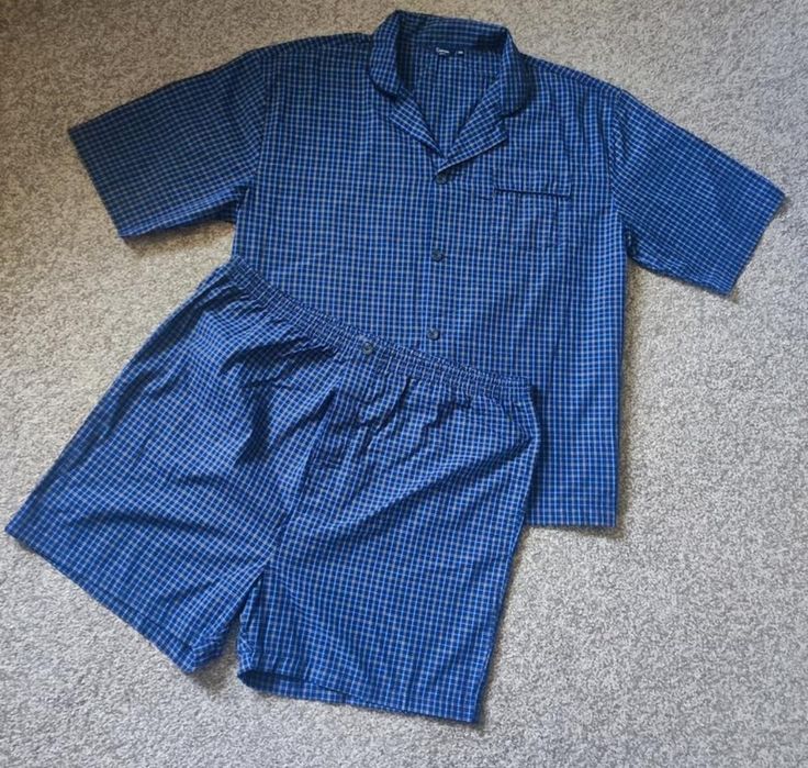 Чоловіча піжама в клітинку сорочка та шорти