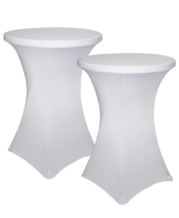 2szt Yomeri Obrus ​​na stolik koktajlowy z elastanu biały