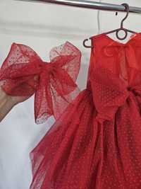 Платье на девочку 6-7 лет пышное красное нарядное блестящее на выпускн