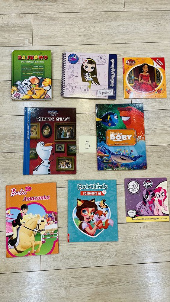 Zestaw 5-książki dla dzieci (Enchantimals, Barbie, Kraina lodu) gratis