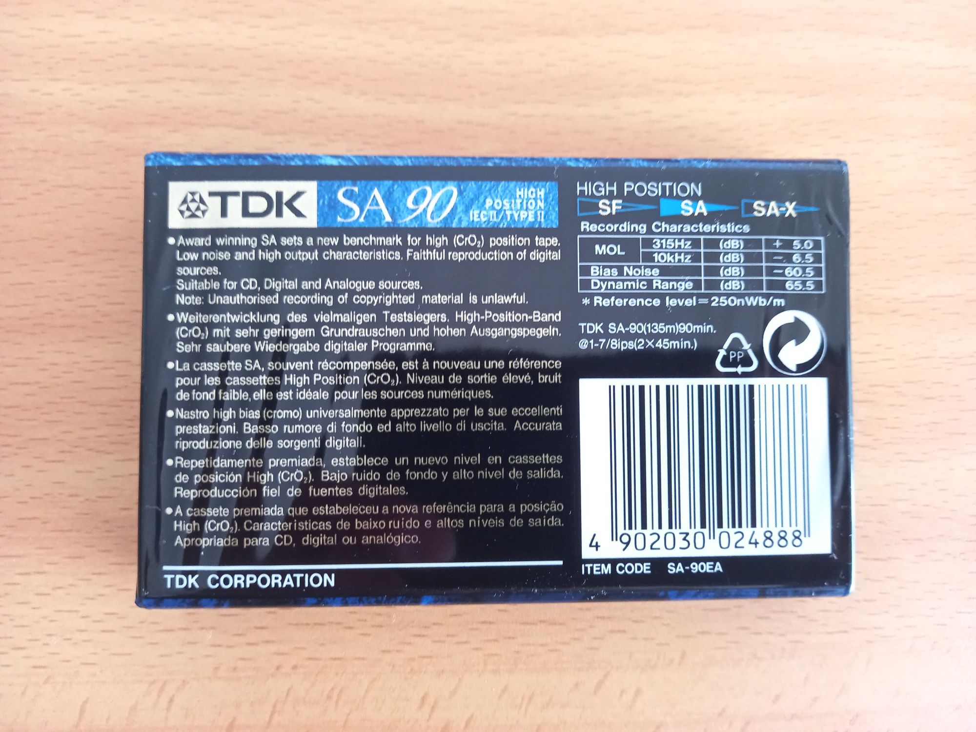 Cassete TDK SA90 – Nova e Selada – Tipo II (CrO₂) – 90 Min