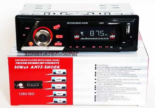 Автомагнитола в машину Pioneer 1283 ISO - MP3+FM+USB+microSD-карта
