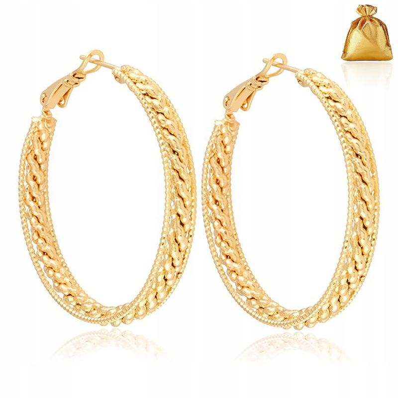 Piekne Złote Kolczyki Koła Kółka Ze Stali Chirurgicznej 18k Grube 4 Cm