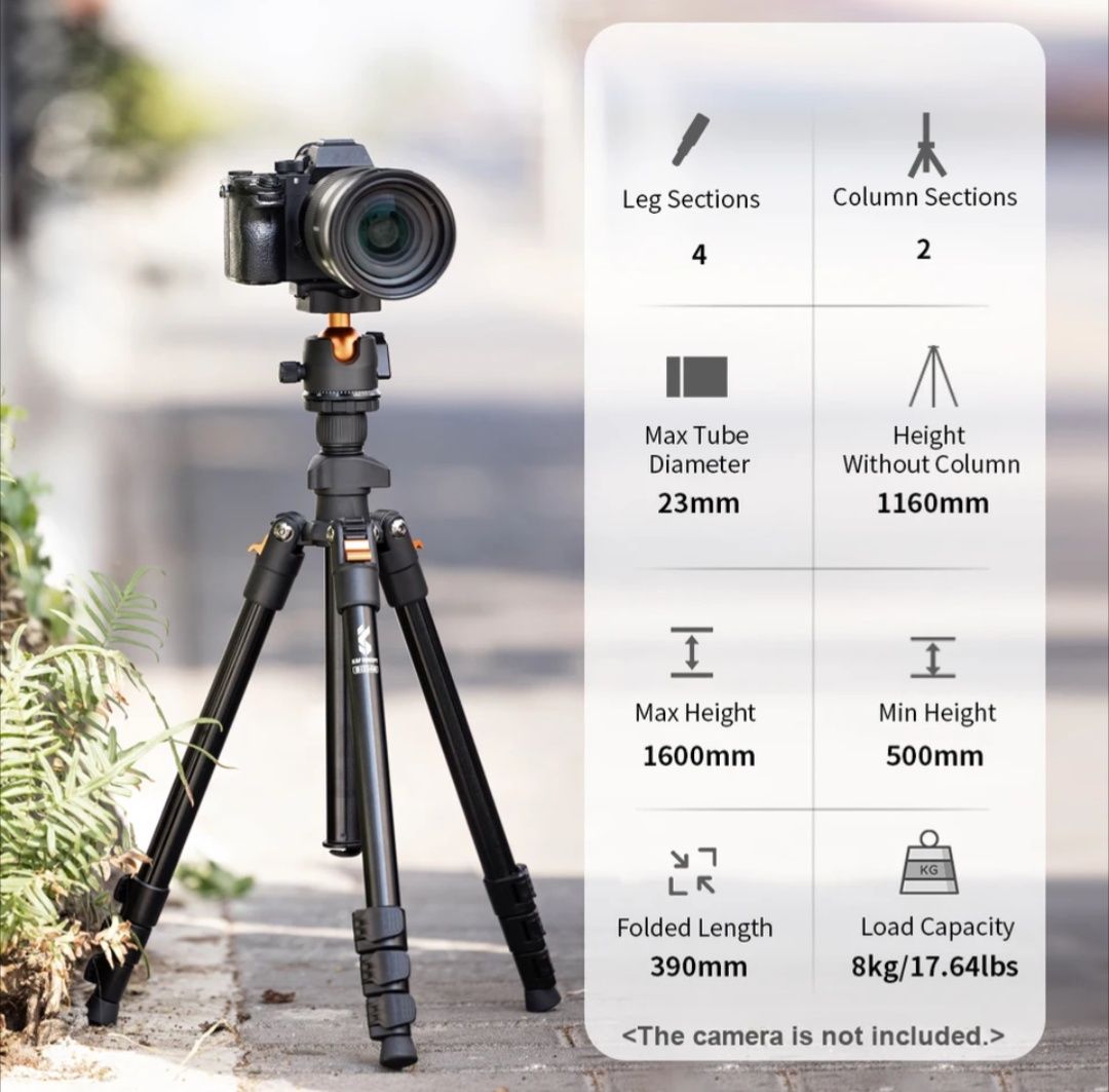 K&F CONCEPT Tripod/штатив/з якісною головкою 160см