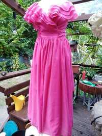 suknia różowa długa