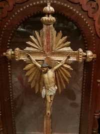 Crucifixo em Madeira muito antigo e raro Século XVIII