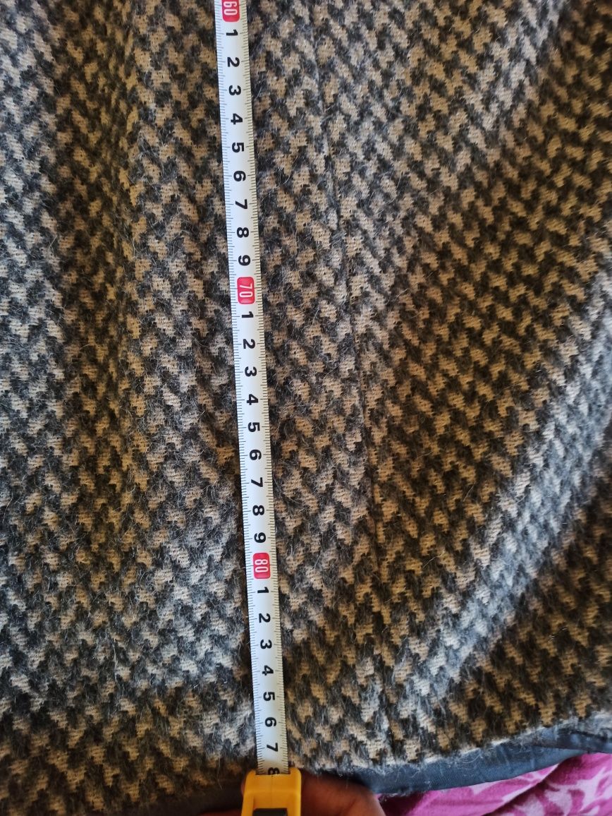 Płaszcz wełniany wełna pepitka XXL xl