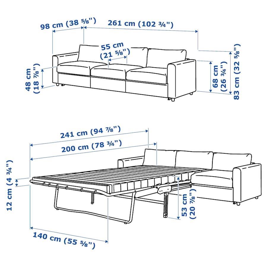 Ikea VIMLE
Rozkładana sofa 3-osobowa, Gunnared średnioszary