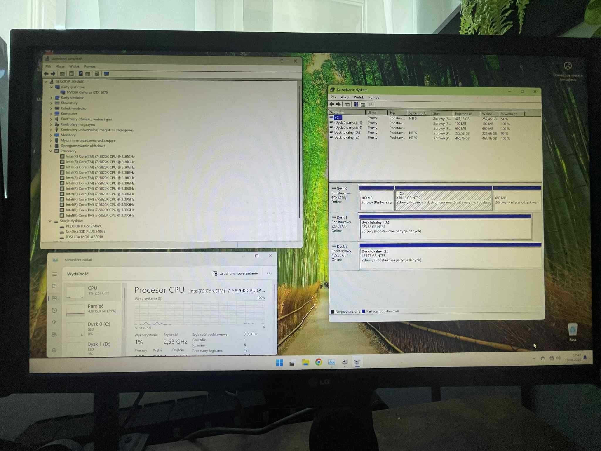 Komputer gamingowy i7-5820K / GTX 1070 / 16GB RAM / SSD+HDD / W11 Pro