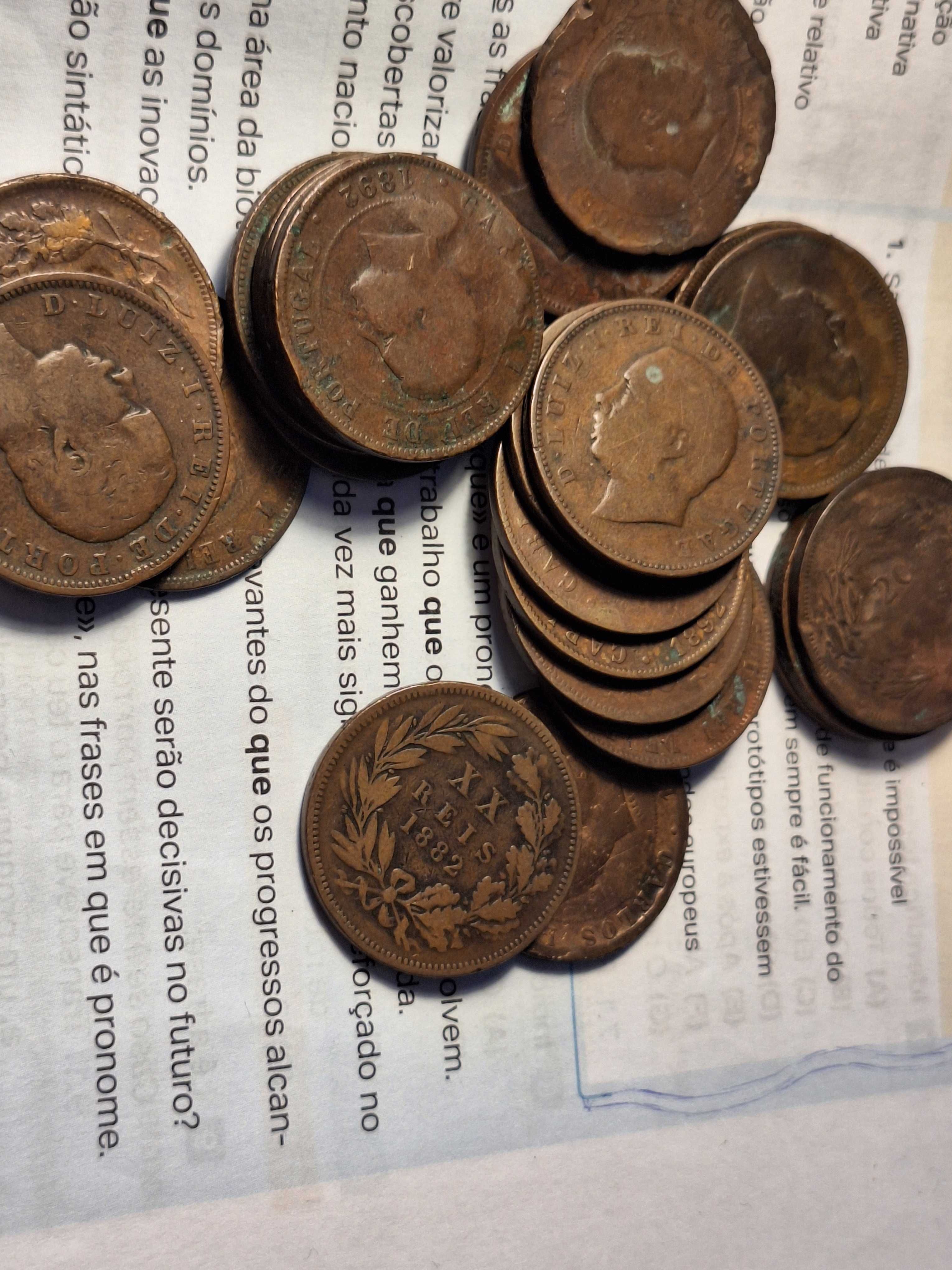 Colecao de 23 moedas de 20 reis 10 reis e ate de 5 reis 1860s etc
