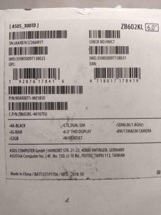 Asus Zenfone Max Pro M1, X00DT, 3/32 GB